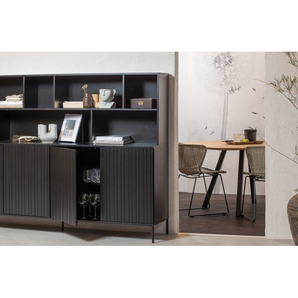 Czarny regał z litego drewna sosnowego 200x150x44 cm Gravure – WOOOD-image-1