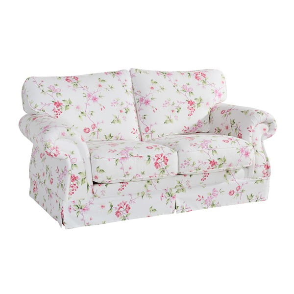 Różowo-biała sofa w kwiaty Max Winzer Mina, 173 cm