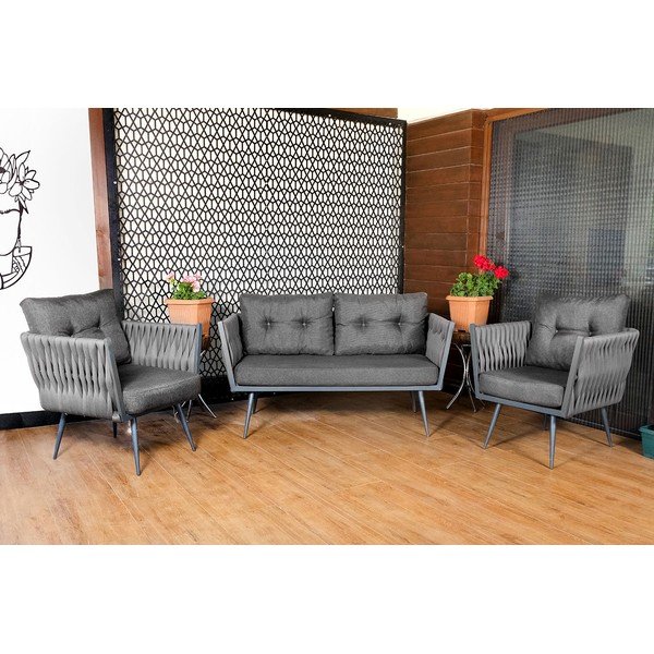 Szary zestaw mebli ogrodowych dla 4 osób Violet – Floriane Garden-image-2