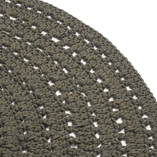 Ciemnozielony okrągły dywan bawełniany LABEL51 Knitted, ⌀ 150 cm-image-1