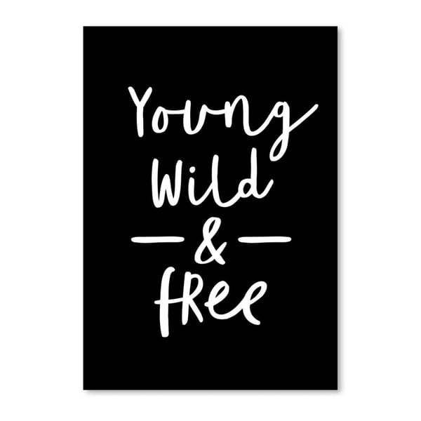 Czarny plakat Americanflat Young & Wild, 42x30 cm