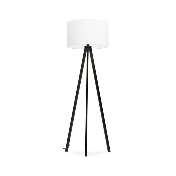 Lampa stojąca z czarną konstrukcją i białym abażurem Kokoon Trivet