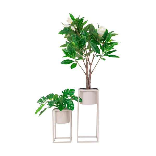 Zestaw 2 beżowych metalowych doniczek House Nordic Marla-image-1