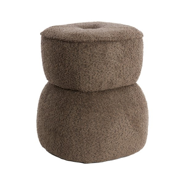 Brązowy puf z materiału bouclé Leyla – Light & Living-image-3