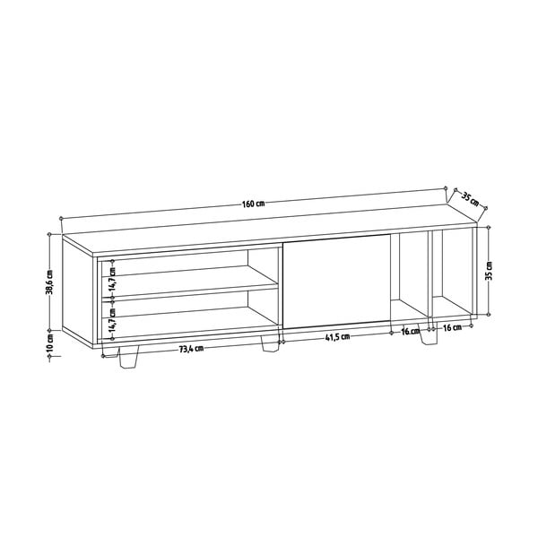 Biała szafka pod TV w dekorze dębu 160x49 cm Rosmar – Kalune Design-image-3