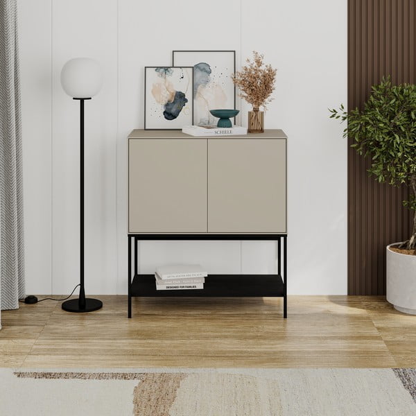 Czarno-kremowa szafka 80x90x40 cm Amira – Marckeric-image-1