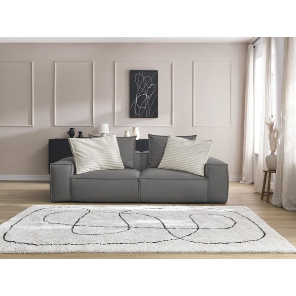 Szara sofa z imitacji skóry 260 cm Boheme – Bobochic Paris-image-1