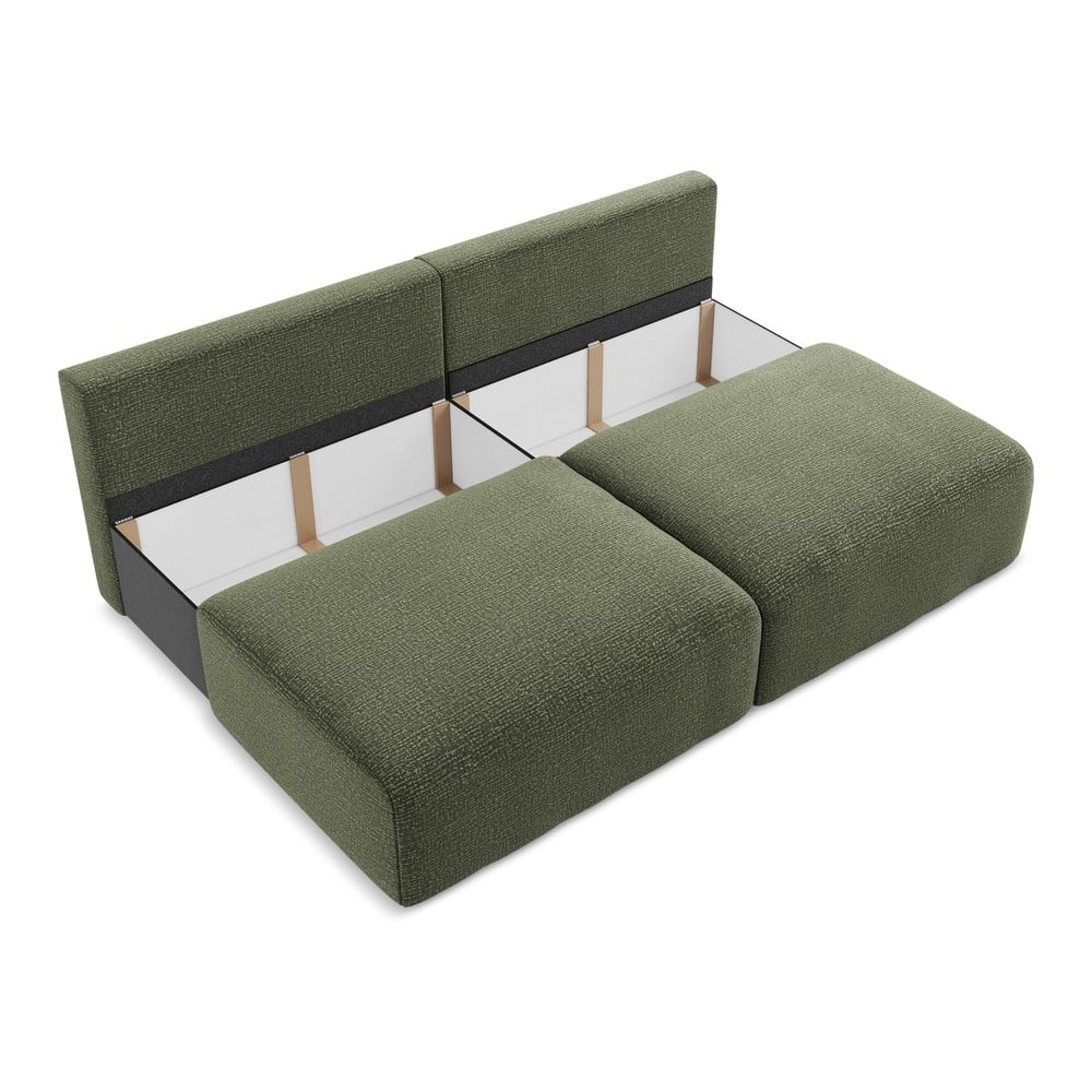 Zielona rozkładana/ze schowkiem sofa 216 cm Kalena – Makamii (zdjęcie 8)
