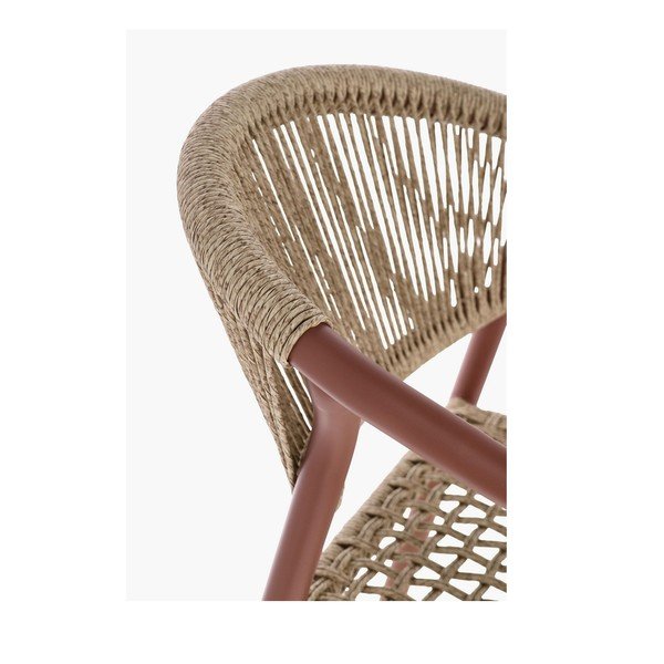 Czerwono-naturalne metalowe krzesło ogrodowe Canarias – Bizzotto-image-1