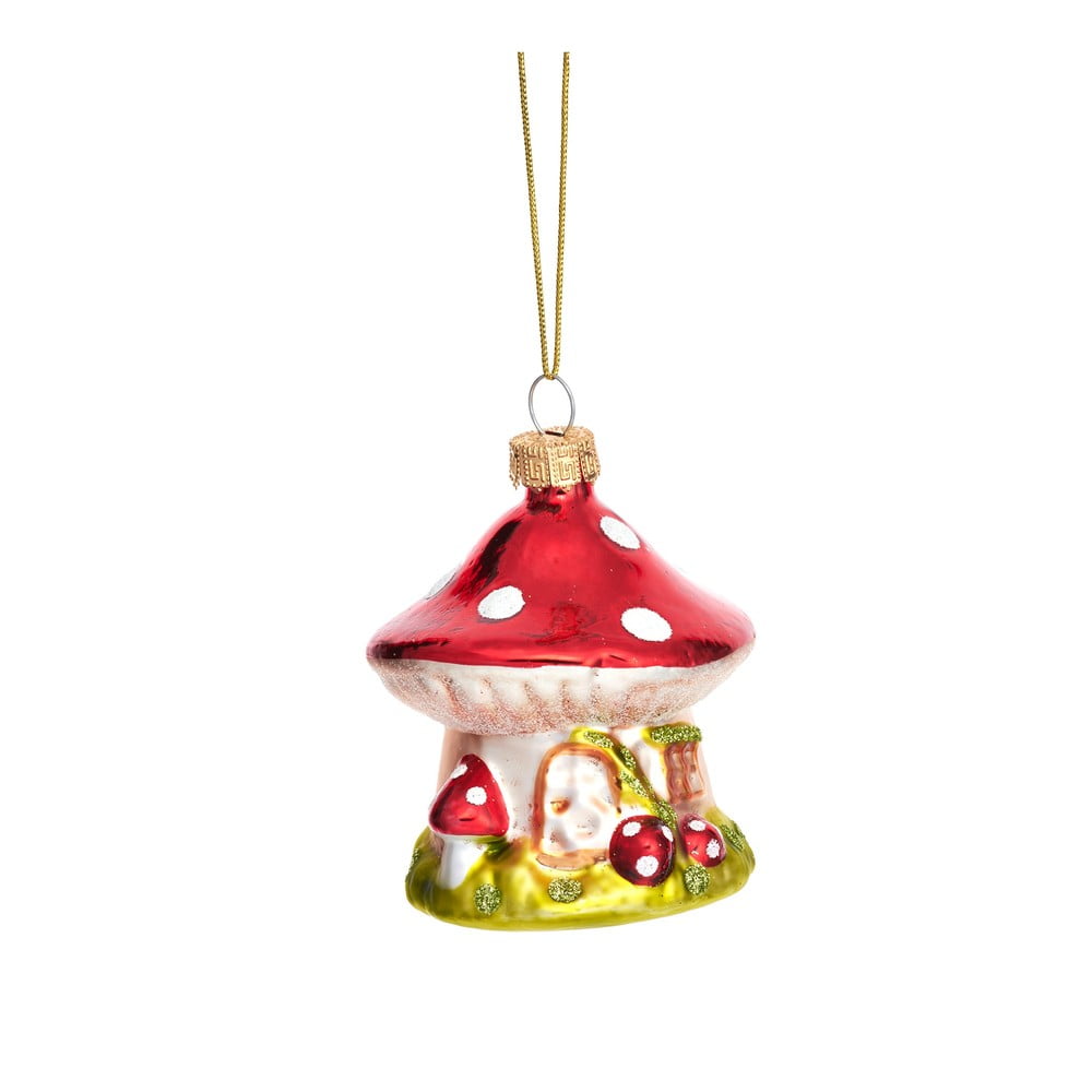 Szklana ozdoba świąteczna wykonana ręcznie ø 6 cm Mushroom House – Sass & Belle