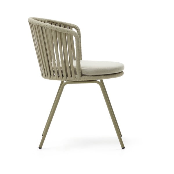 Beżowe metalowe krzesło ogrodowe Saconca – Kave Home-image-3