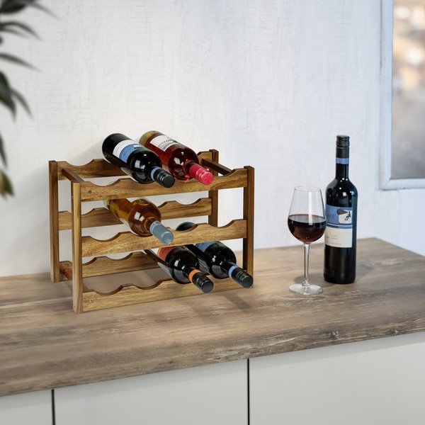 Regał na wino z litego drewna akacjowego w naturalnym kolorze liczba butelek 12 42x28x21 cm Fondi – Wenko-image-1