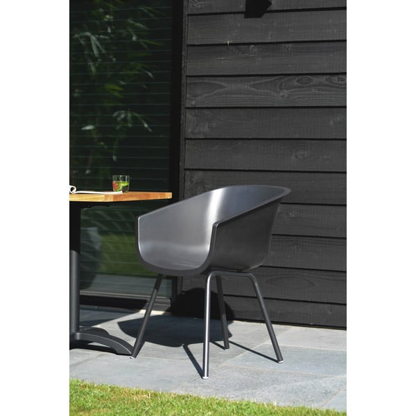 Ciemnoszare plastikowe krzesła ogrodowe zestaw 2 szt. Amalia Alu Rondo – Hartman-image-1