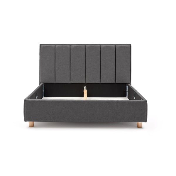 Ciemnoszare dwuosobowe łóżko ze schowkiem DlaSpania Wega, 180x200 cm-image-3