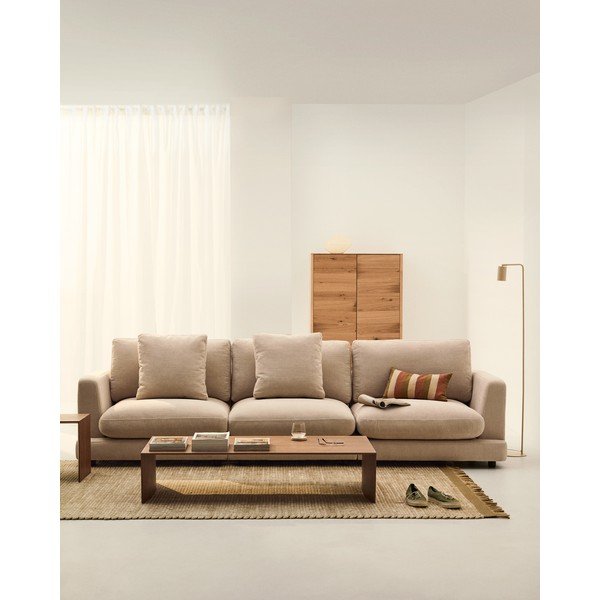 Beżowa sofa z tkaniny szenilowej 300 cm Gala – Kave Home-image-1