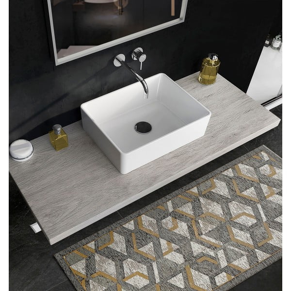 Szary chodnik z detalami w kolorze złota Floorita Hypnotik, 55x190 cm-image-3