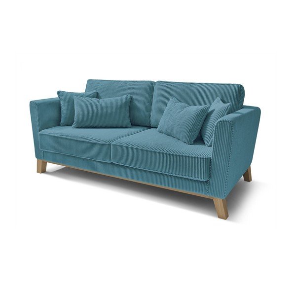 Turkusowa sztruksowa sofa 186 cm – Bobochic Paris-image-3