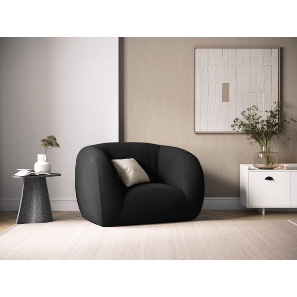 Ciemnoszary fotel z materiału bouclé Essen – Cosmopolitan Design-image-1