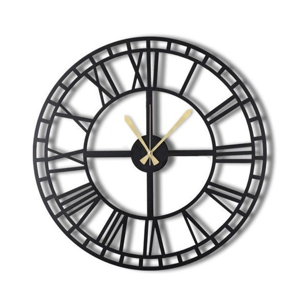 Czarny zegar ścienny Greece, 50x50 cm