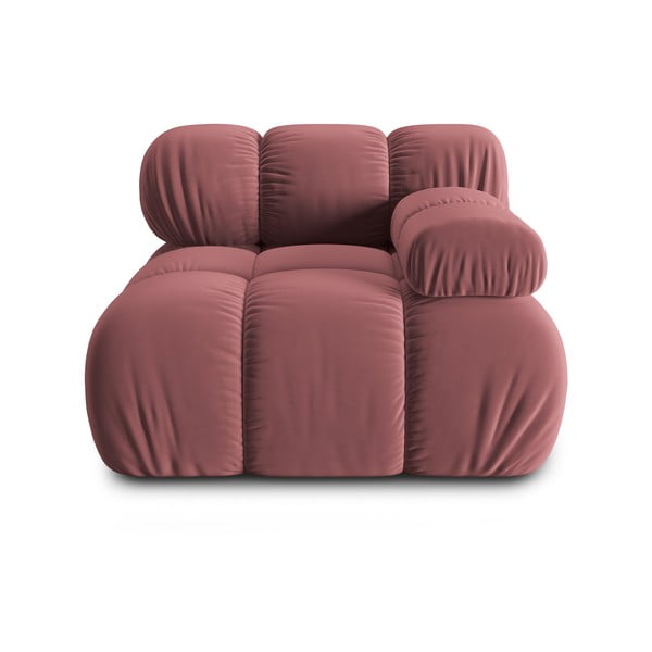 Różowy aksamitny moduł sofy (prawostronny) Bellis – Micadoni Home