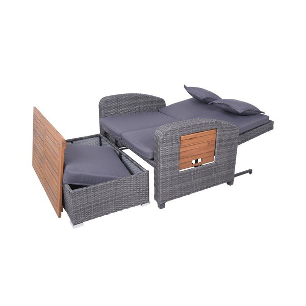 Szara sofa ogrodowa z imitacji rattanu Bari – Garden Pleasure-image-3