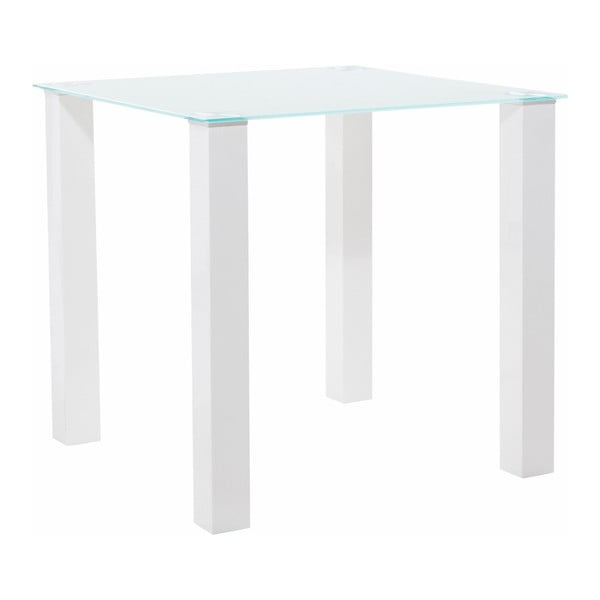 Biały stół z błyszczącym blatem ze szkła hartowanego Støraa, 80x80 cm
