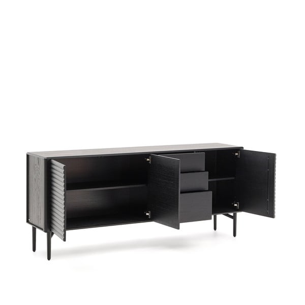 Czarna komoda w dekorze dębu 200x86x45 cm Lenon – Kave Home-image-2