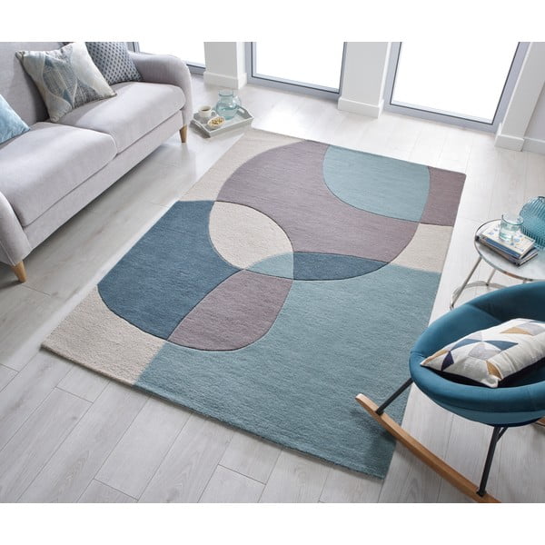 Niebiesko-beżowy dywan wełniany 230x160 cm Glow – Flair Rugs-image-1