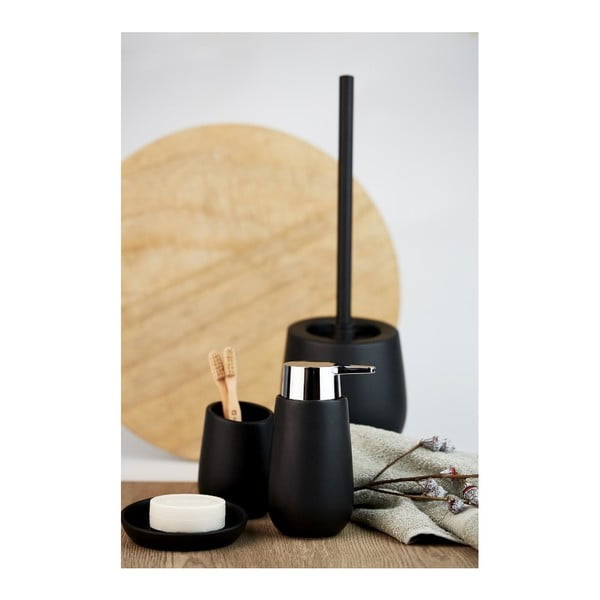 Czarny ceramiczny kubek na szczoteczki Wenko Badi-image-3