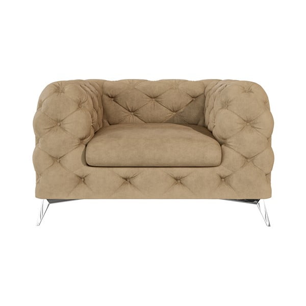 Jasnobrązowy aksamitny fotel Chelsea – Ropez-image-1