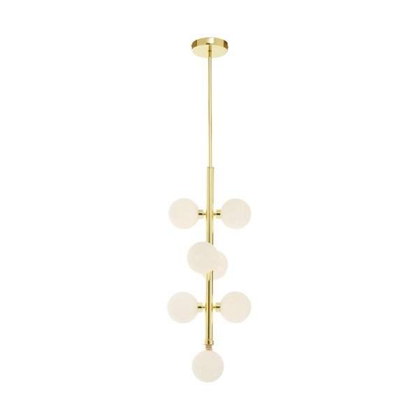 Biała/w kolorze złota metalowa lampa wisząca ze szklanym kloszem ø 27 cm Trieste – Premier Housewares-image-3