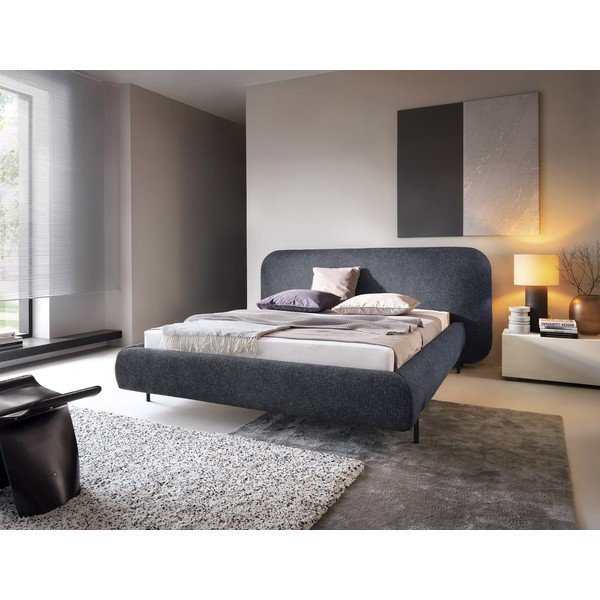 Niebieskie tapicerowane łóżko dwuosobowe ze schowkiem ze stelażem 140x200 cm Pointt – ELTAP-image-1