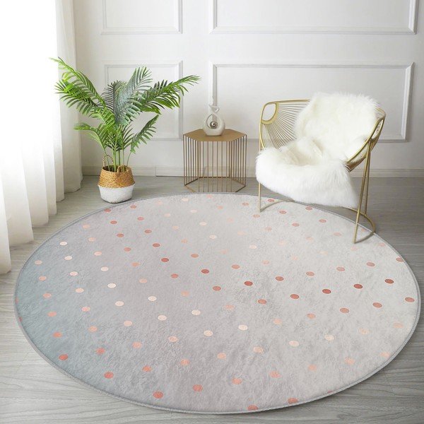Szaro-miedziany okrągły dywan odpowiedni do prania i robotów sprzątających ø 80 cm Comfort – Mila Home-image-4