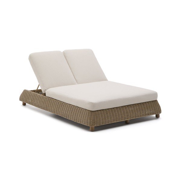 Ceglasty dwuosobowy rattanowy regulowany leżak ogrodowy Meria – Kave Home