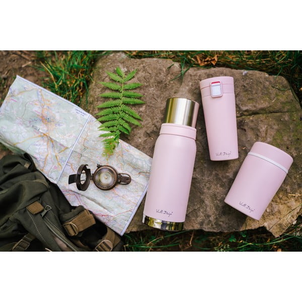 Różowy podróżny kubek termiczny Vialli Design Fuori, 400 ml-image-1