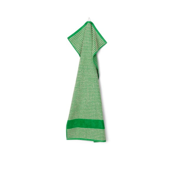Zielono-beżowy ręcznik kąpielowy z bawełny organicznej 70x140 cm Check – JUNA-image-2