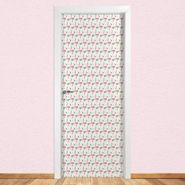 Naklejka na drzwi LineArtistica Flamingo, 80x215 cm