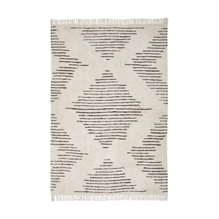 Beżowo-czarny ręcznie tkany bawełniany dywan Westwing Collection Fini, 160 x 230 cm