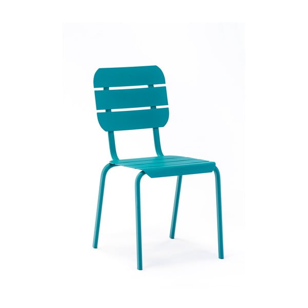 Niebieskie metalowe krzesła ogrodowe zestaw 4 szt. Alicante – Ezeis
