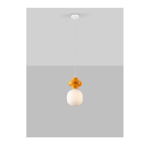 Biała/pomarańczowa lampa wisząca ceramiczna ze szklanym kloszem ø 18 cm Clio – Nova Luce-image-4