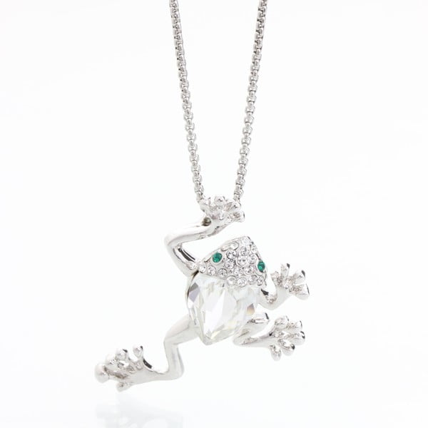 Naszyjnik ze Swarovski Elements, biała żaba