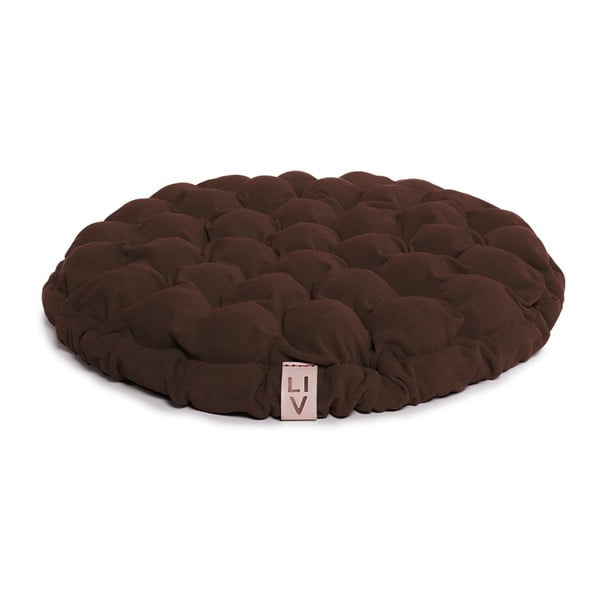Ciemnobrązowa poduszka do siedzenia wypełniona piłeczkami do masażu Linda Vrňáková Bloom, Ø 65 cm