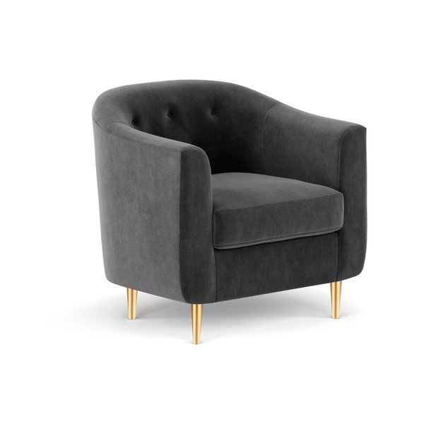 Ciemnoszary aksamitny fotel Kooko Home Corde