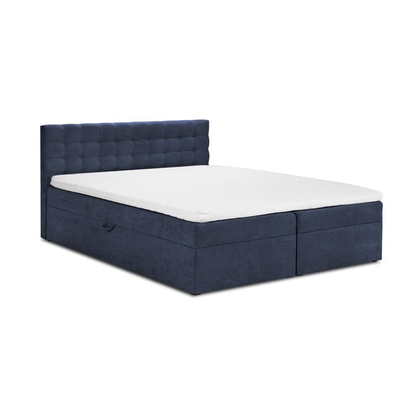 Ciemnoniebieske łóżko boxspring ze schowkiem 140x200 cm Jade – Mazzini Beds