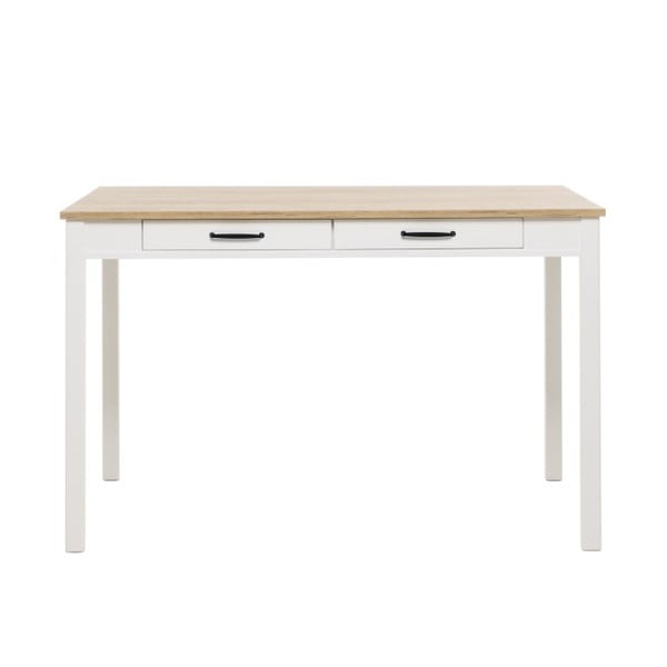 Biały stół z blatem w kolorze dębu Intertrade Gotland, 120x80 cm