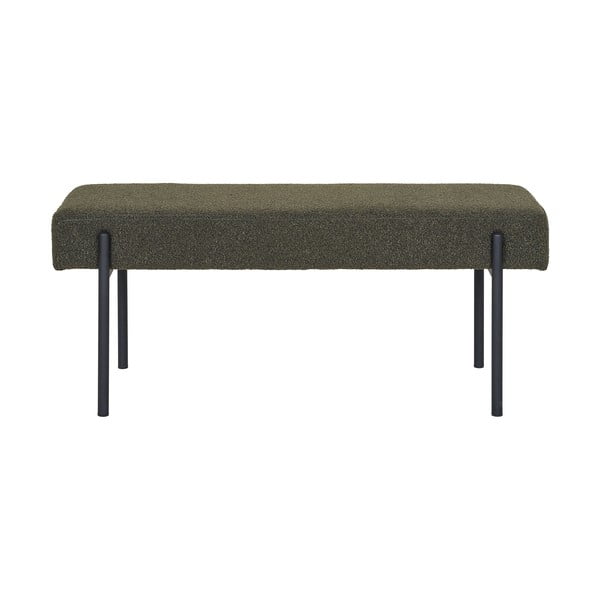 Ciemnozielona  ławka z materiału bouclé Swindon – House Nordic