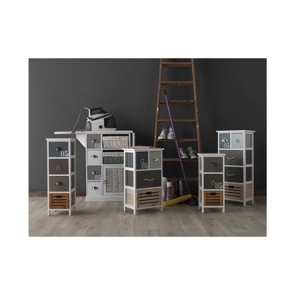 Biała komoda z deską do prasowania i 2 wiklinowymi koszami Geese Home-image-1