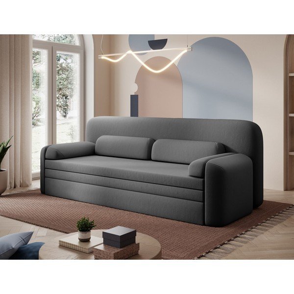 Szarobrązowa aksamitna rozkładana/ze schowkiem sofa 236 cm Elioss – ELTAP-image-3