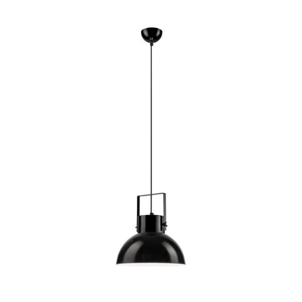 Lampa wisząca w kolorze czarni z połyskiem ze szklanym kloszem ø 30 cm Kira – LAMKUR