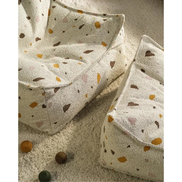 Biały dziecięcy worek do siedzenia z materiału bouclé/z tkaniny szenilowej Terrazzo Chair – Wigiwama-image-4